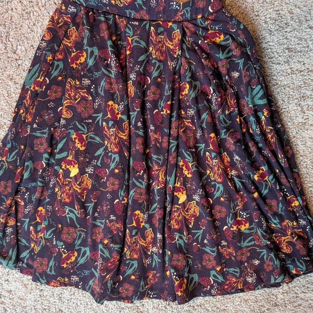 LuLaRoe Women's Floral Multicolor Loose Pleat Madison Skirt